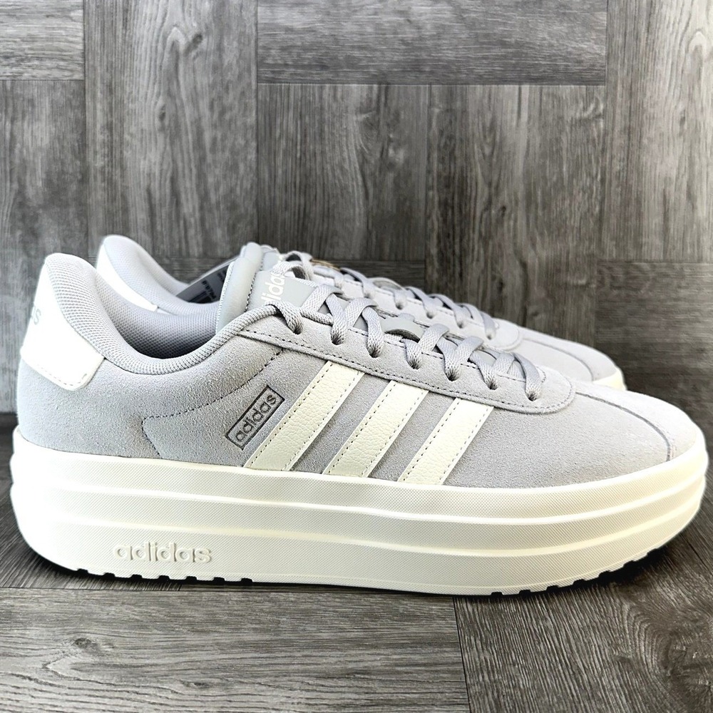 adidas Women’s Platform Sneakers in Light Gray and White